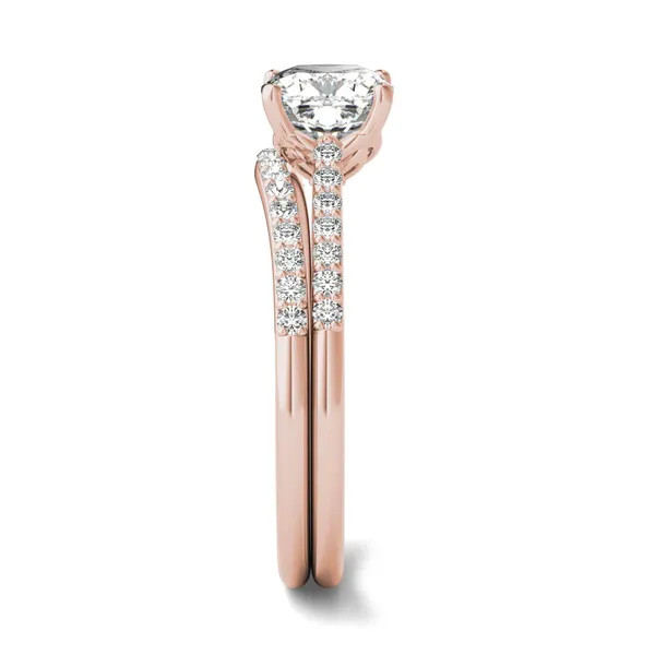 Cushion Signature Petite Side-Stone Bridal Set