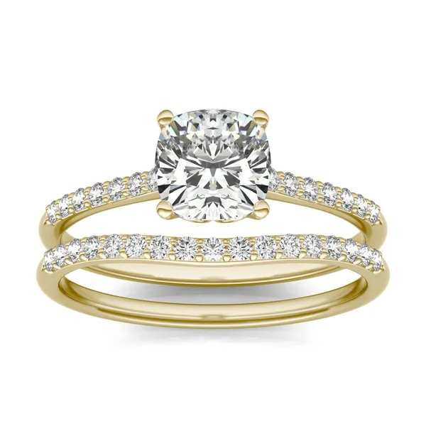 Cushion Signature Petite Side-Stone Bridal Set