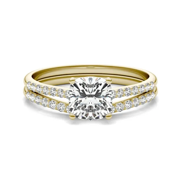 Cushion Signature Petite Side-Stone Bridal Set