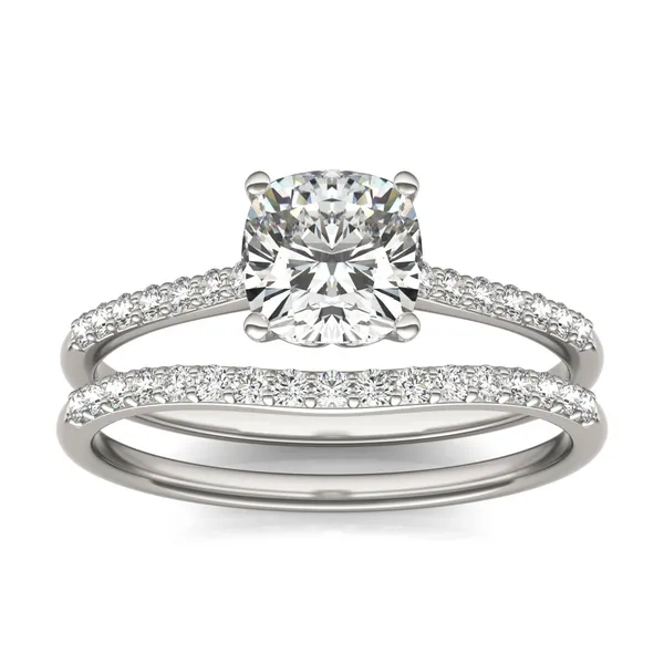 Cushion Signature Petite Side-Stone Bridal Set