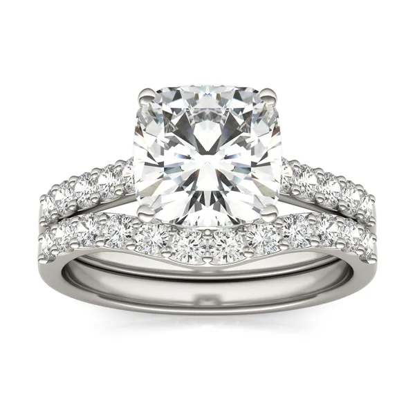 Cushion Hearts & Arrows Signature Bold Side-Stone Bridal Set