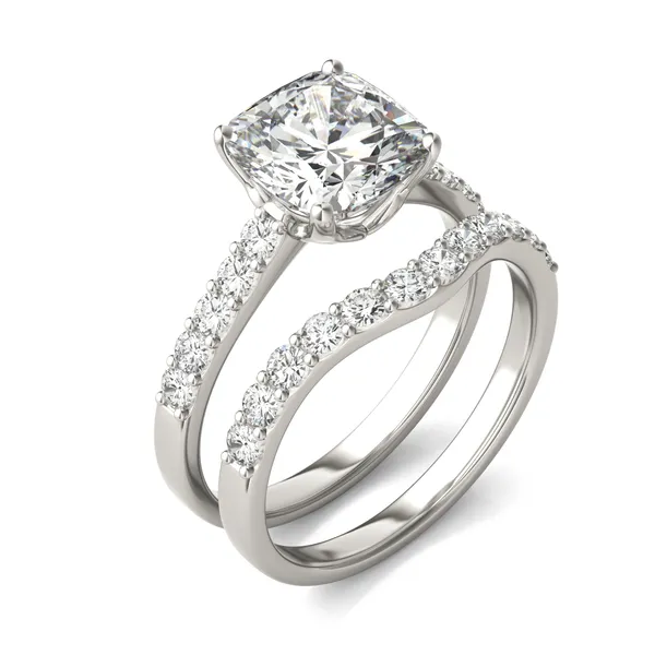 Cushion Hearts & Arrows Signature Bold Side-Stone Bridal Set