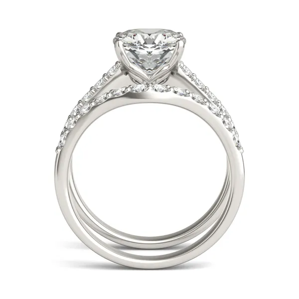 Cushion Hearts & Arrows Signature Bold Side-Stone Bridal Set