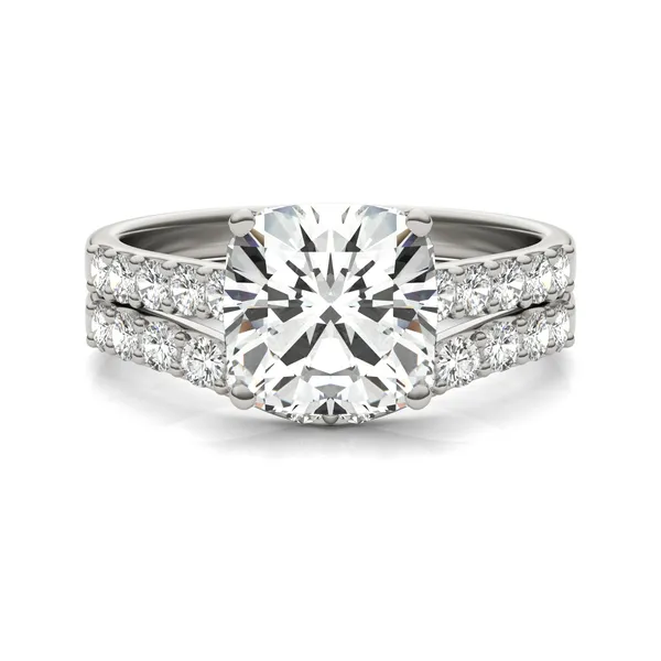 Cushion Hearts & Arrows Signature Bold Side-Stone Bridal Set