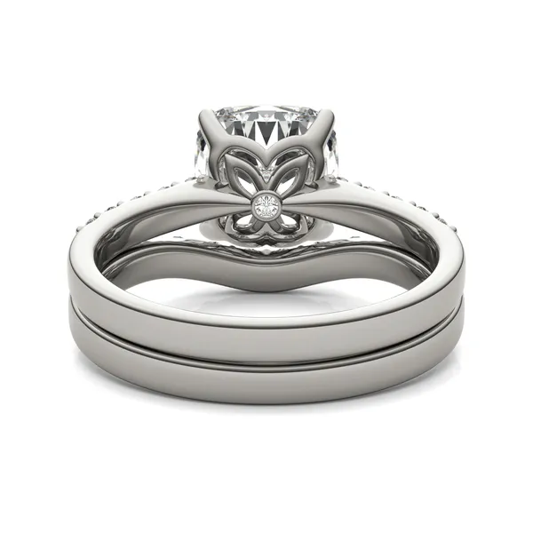 Cushion Hearts & Arrows Signature Bold Side-Stone Bridal Set