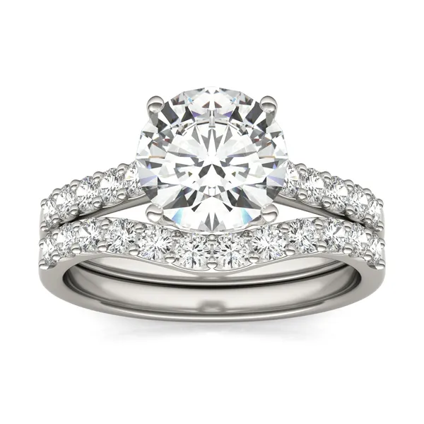 Round Hearts & Arrows Signature Bold Side-Stone Bridal Set