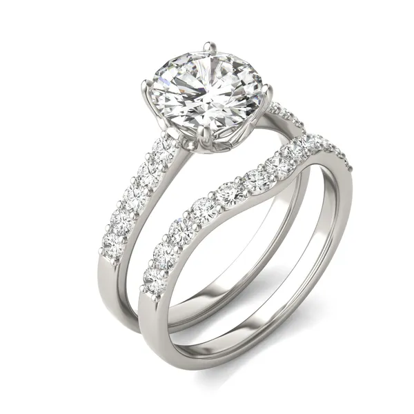 Round Hearts & Arrows Signature Bold Side-Stone Bridal Set
