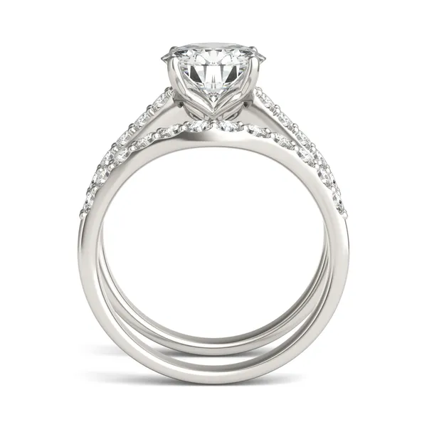 Round Hearts & Arrows Signature Bold Side-Stone Bridal Set
