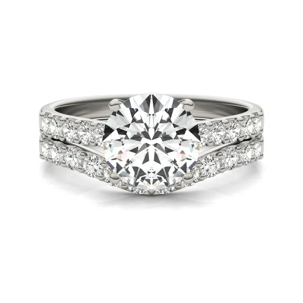 Round Hearts & Arrows Signature Bold Side-Stone Bridal Set