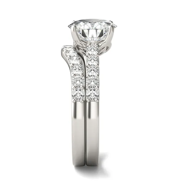 Round Hearts & Arrows Signature Bold Side-Stone Bridal Set