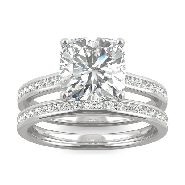 Cushion Hearts & Arrows Channel Set Cathedral Bridal Set