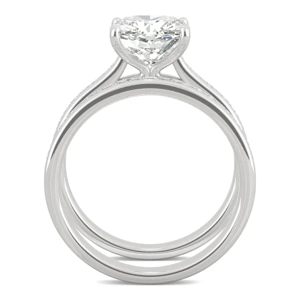 Cushion Hearts & Arrows Channel Set Cathedral Bridal Set