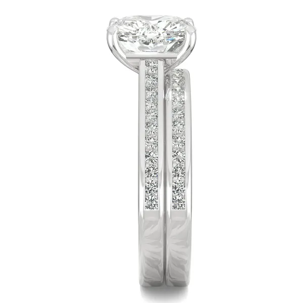 Cushion Hearts & Arrows Channel Set Cathedral Bridal Set