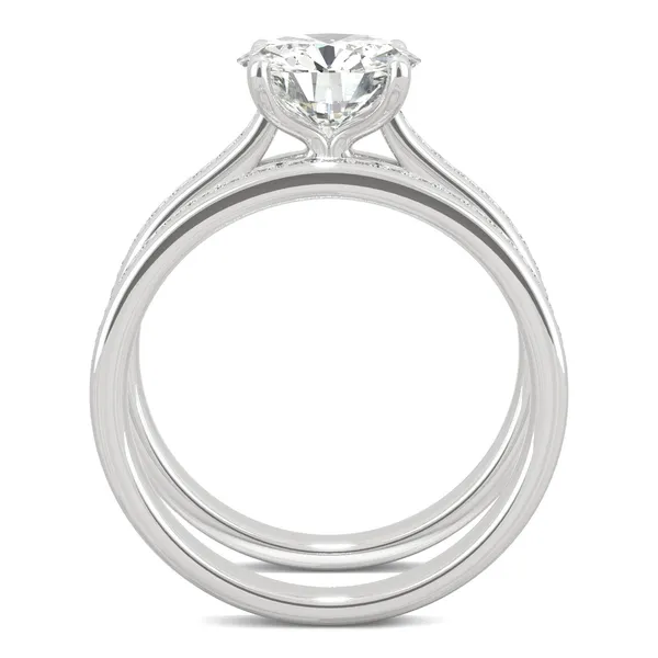 Round Hearts & Arrows Channel Set Cathedral Bridal Set