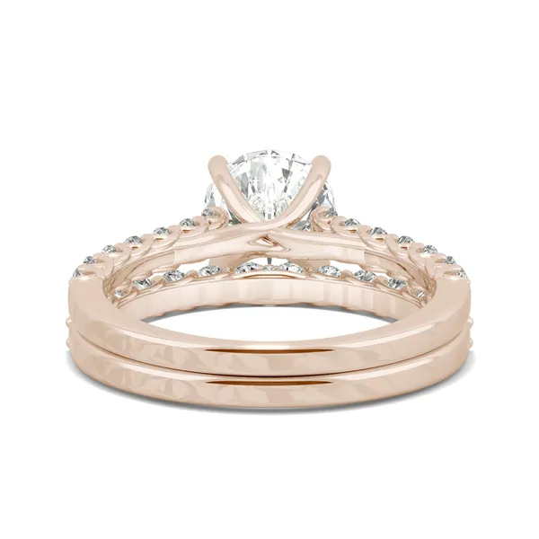 Round Hearts & Arrows Shared Prong Open Trellis Bridal Set
