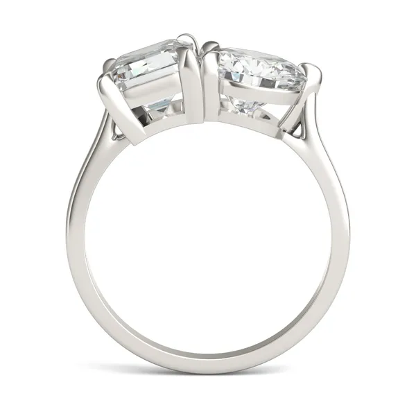 Round Brilliant and Emerald Toi et Moi Engagement Ring