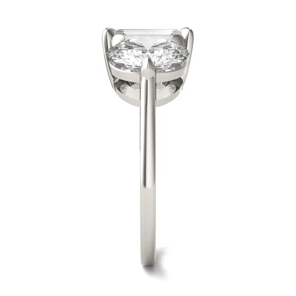 Round Brilliant and Emerald Toi et Moi Engagement Ring