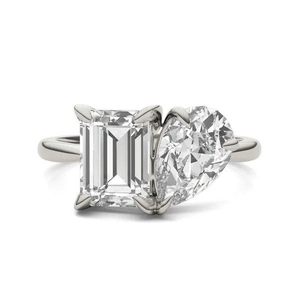 Emerald Pearfection Toi et Moi Engagement Ring