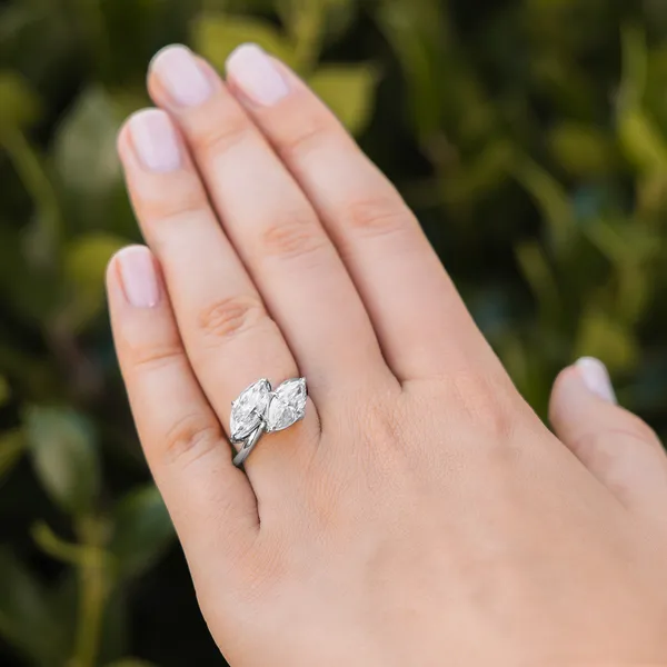 Matching Marquise Bypass Toi et Moi Engagement Ring