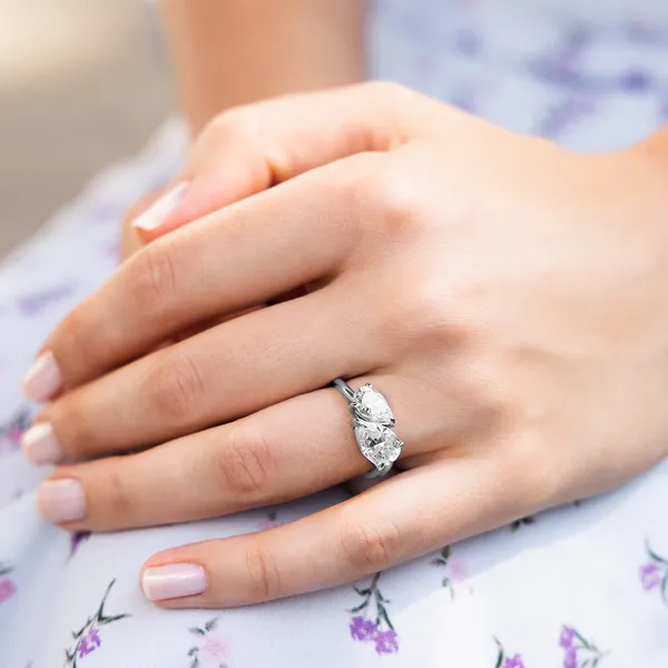 Asymmetrical Perfect Pear Engagement Ring