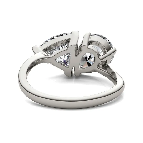 Pear and Trillion Curved Band Toi et Moi Engagement Ring