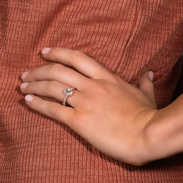 Oval Rose Hidden Halo Ring