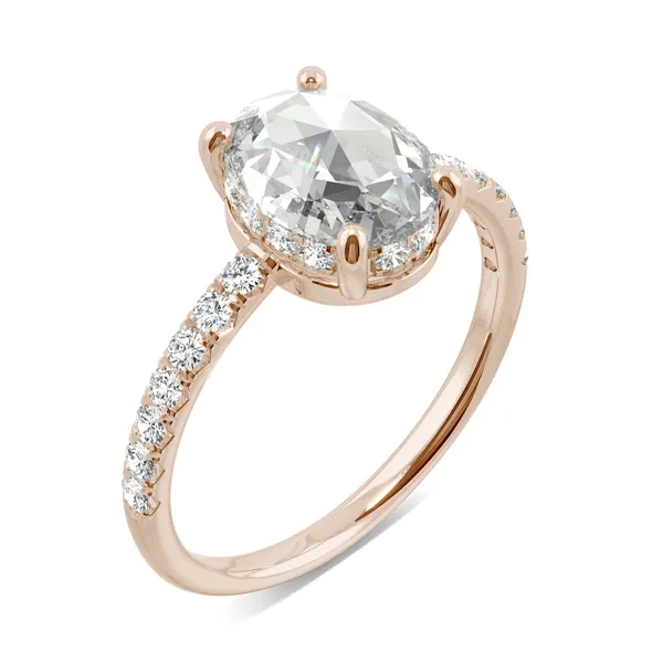 Oval Rose Hidden Halo Ring