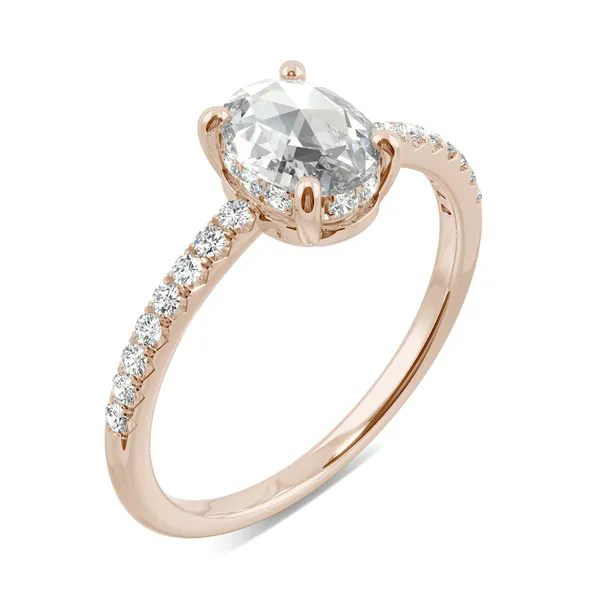 Oval Rose Hidden Halo Ring