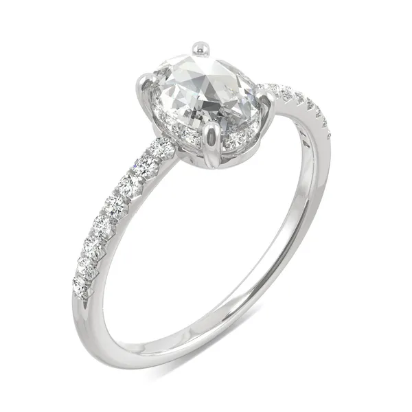 Oval Rose Hidden Halo Ring