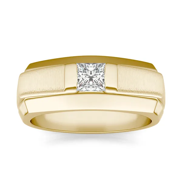 Princess Euro Square Signature Solitaire Men's Wedding Ring