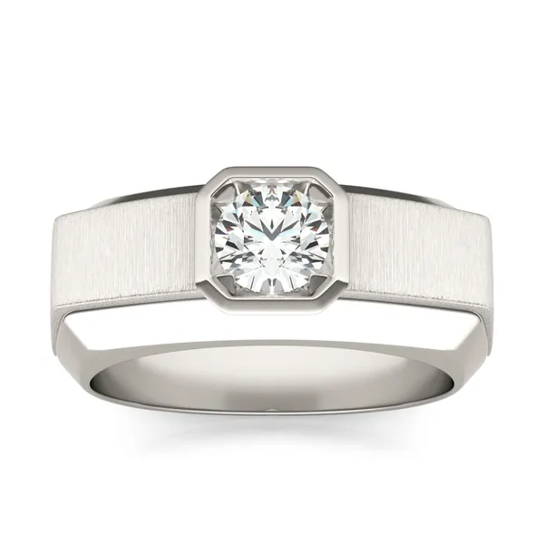 Round Brilliant Euro Square Signature Ring
