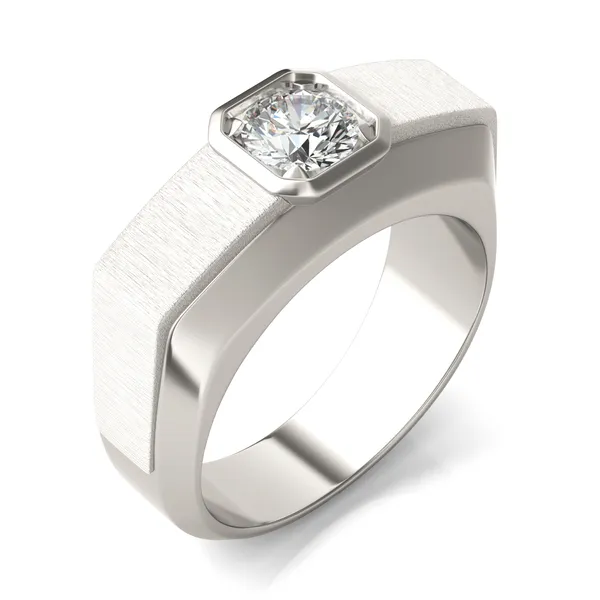 Round Brilliant Euro Square Signature Ring