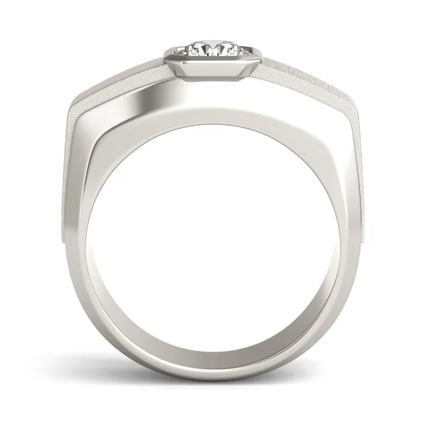 Round Brilliant Euro Square Signature Ring