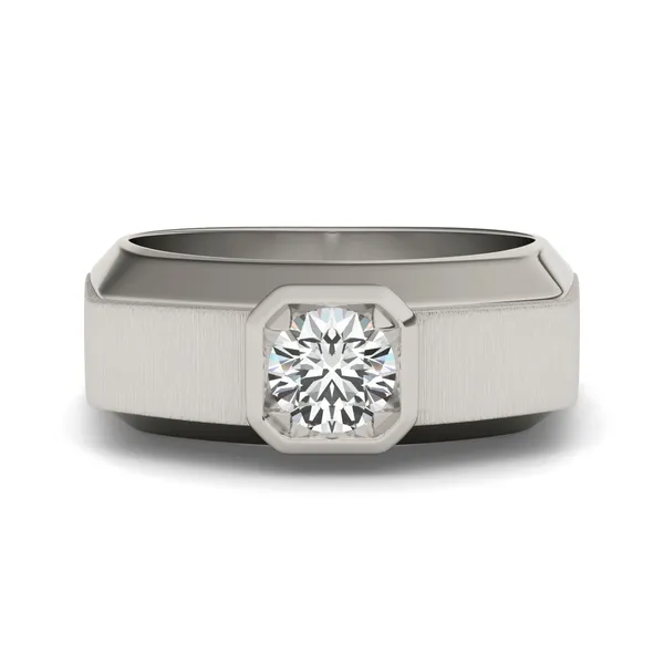 Round Brilliant Euro Square Signature Ring
