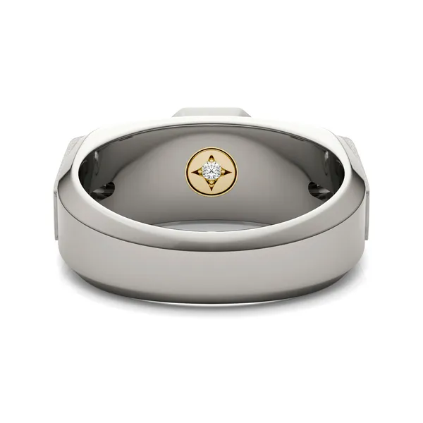 Round Brilliant Euro Square Signature Ring
