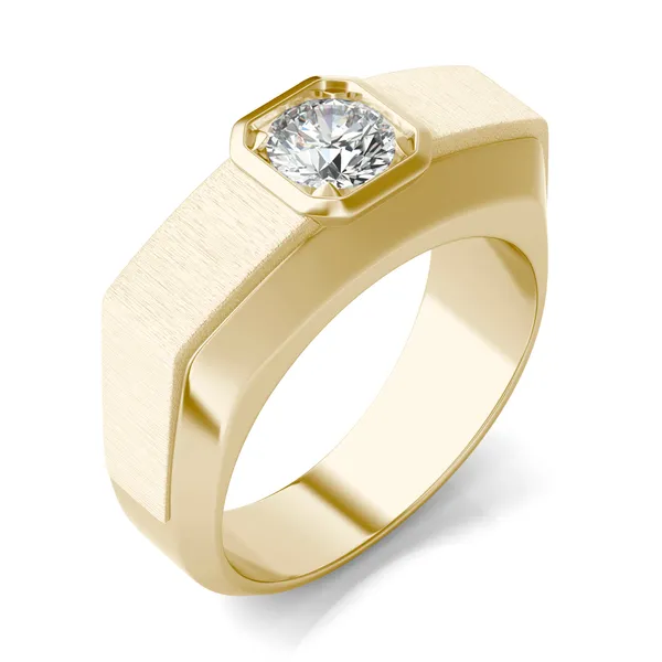 Round Brilliant Euro Square Signature Ring