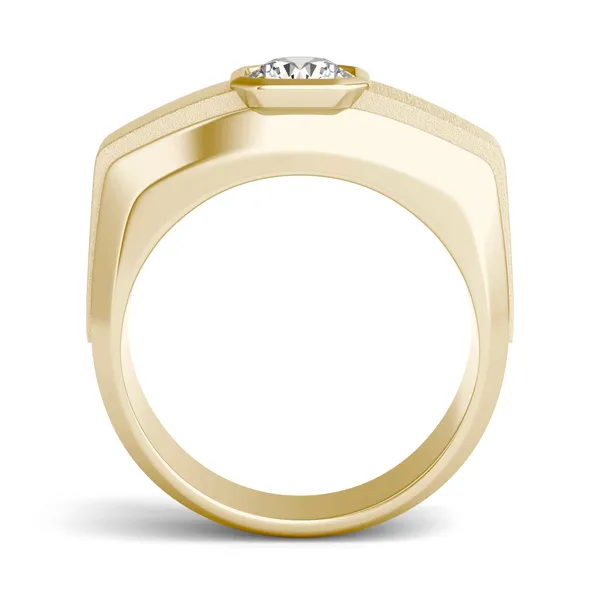 Round Brilliant Euro Square Signature Ring