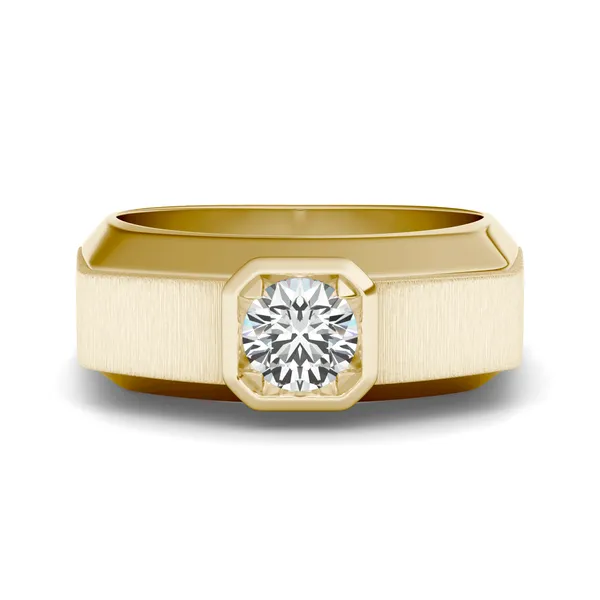 Round Brilliant Euro Square Signature Ring