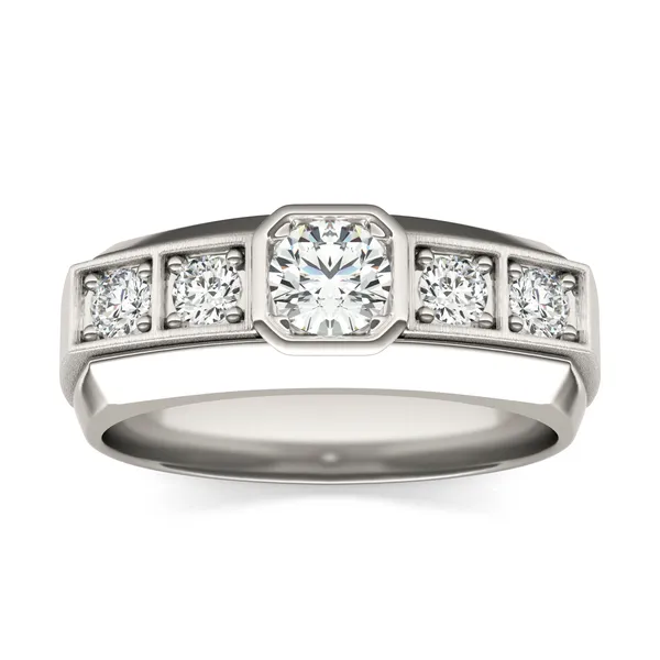 Round Brilliant Star Accented Signature Ring