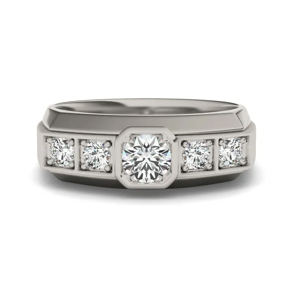 Round Brilliant Star Accented Signature Ring