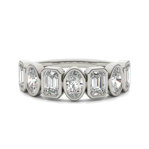 Oval and Emerald Bezel Ring