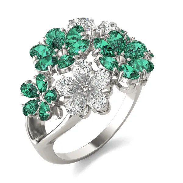 Viola Emerald Cluster Ring
