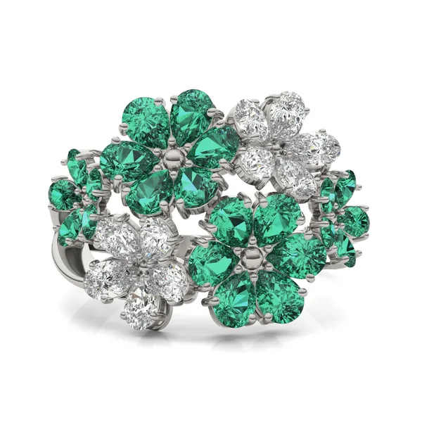 Viola Emerald Cluster Ring