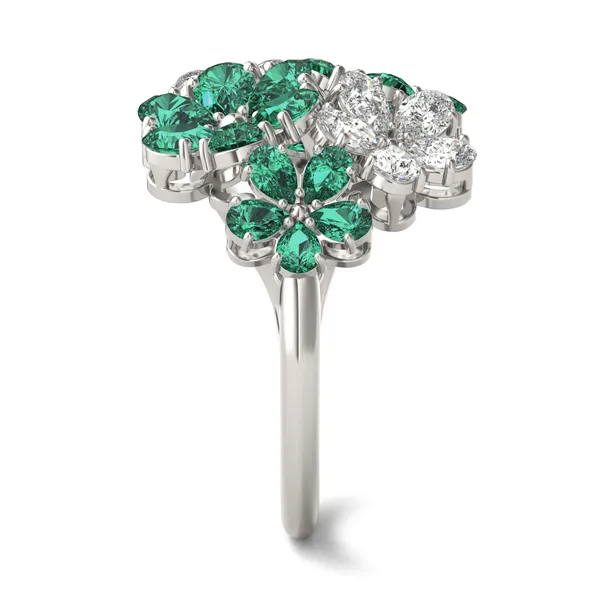 Viola Emerald Cluster Ring