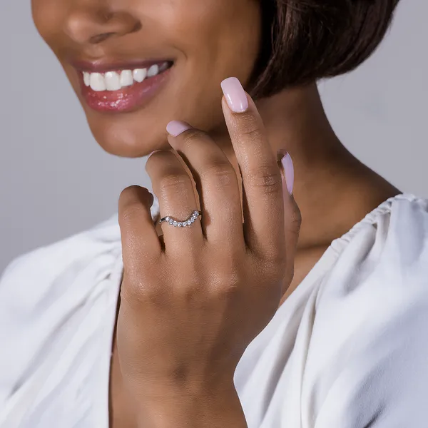 Bold Crescent Curved Wedding Ring