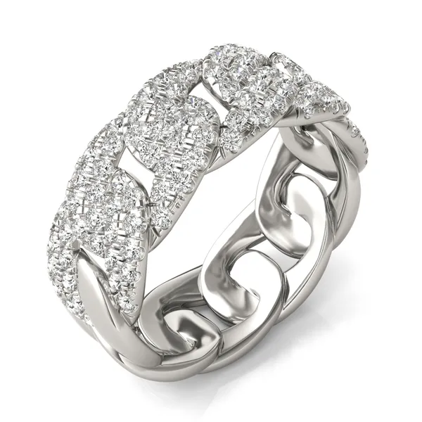 Wide Pavé Curb Link Ring