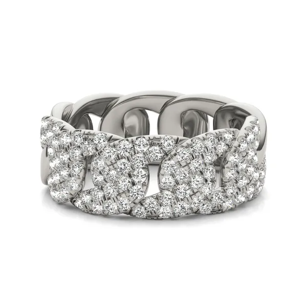 Wide Pavé Curb Link Ring