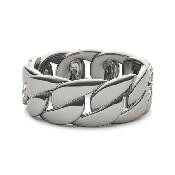 Wide Pavé Curb Link Ring