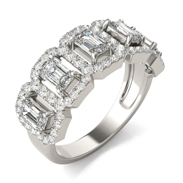 Emerald Five-Stone Halo Ring
