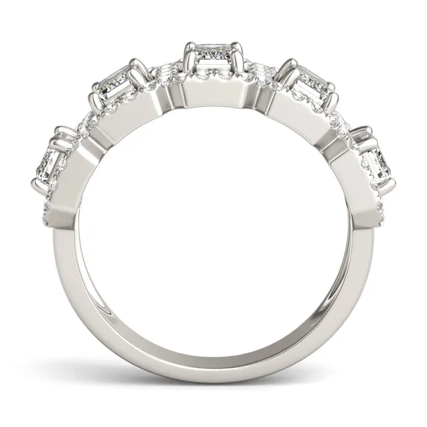 Emerald Five-Stone Halo Ring